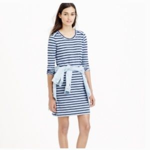 J.Crew SZ M Blue Striped 3/4 Sleeve Shirt Dress